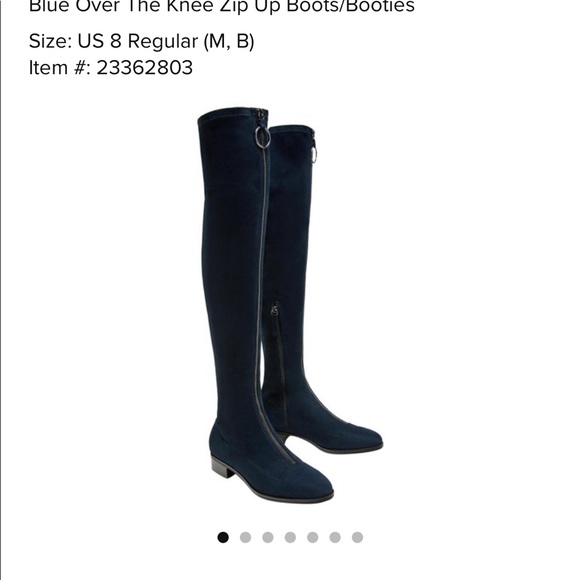 Zara Navy over the knee zip up boots - Picture 3 of 4